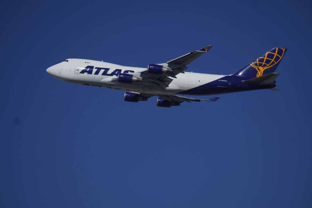 ATLAS AIR CARGO AIRCRAFT TAKEOFF at Los Angeles International Airport November 2024