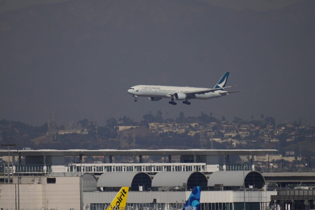 CATHAY PACIFIC AIRCRAFT LANDING at Los Angeles International Airport November 2024
