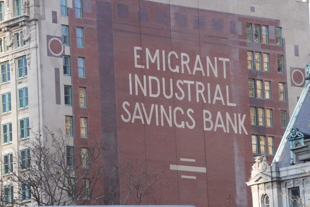 DSC00875 Emigrant Industrial Savings Bank seen in New York City in November 2021