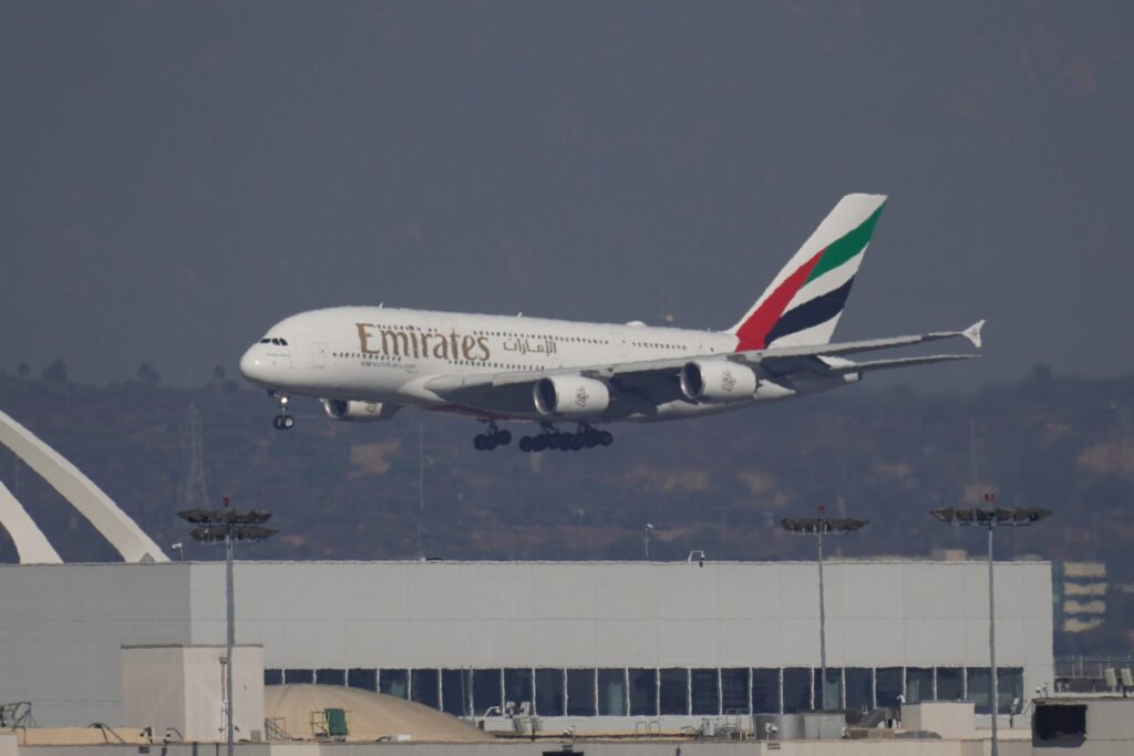 EMIRATES AIRCRAFT LANDING (2) at Los Angeles International Airport November 2024