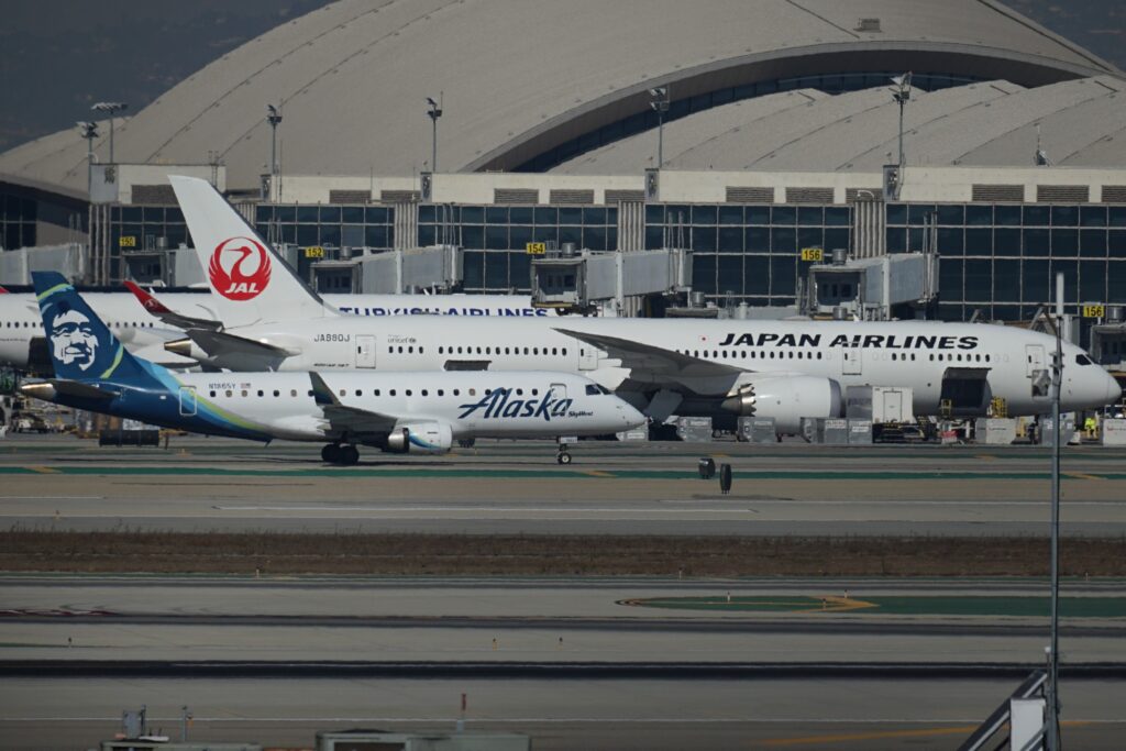 Japan and Alaska Airlines at Los Angeles International Airport November 2024