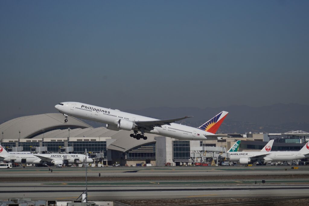 PHILIPPINES AIRLINES AIRCRAFT TAKEOFF at Los Angeles International Airport November 2024
