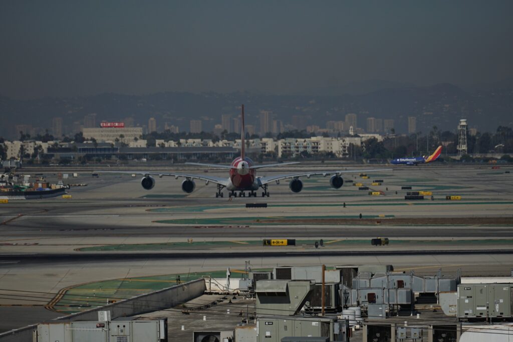 Qantas rear view at Los Angeles International Airport November 2024