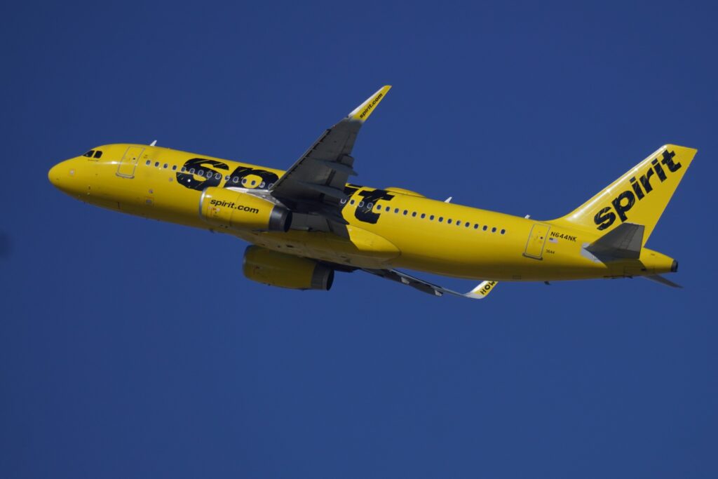 SPIRIT AIRLINES AIRCRAFT TAKEOFF (3) at Los Angeles International Airport November 2024