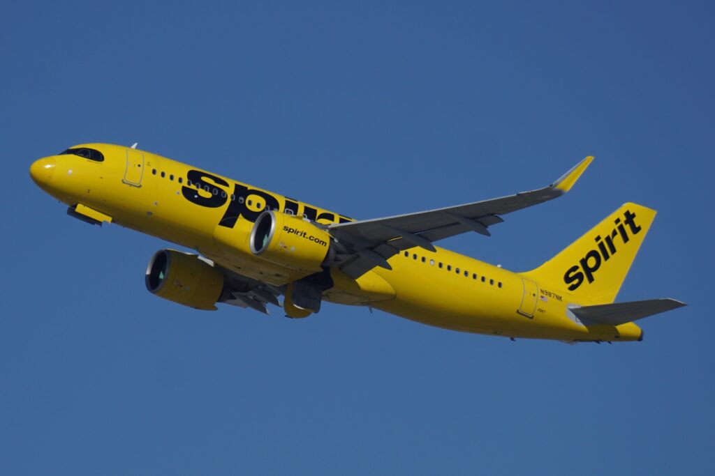 SPIRIT AIRLINES AIRCRAFT TAKEOFF (4) at Los Angeles International Airport November 2024