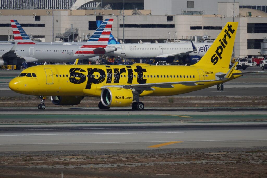 SPIRIT AIRLINES AIRCRAFT at Los Angeles International Airport November 2024