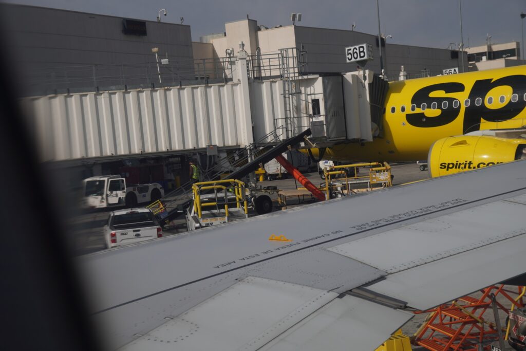 SPIRIT AIRLINES DOCKING at Los Angeles International Airport November 2024