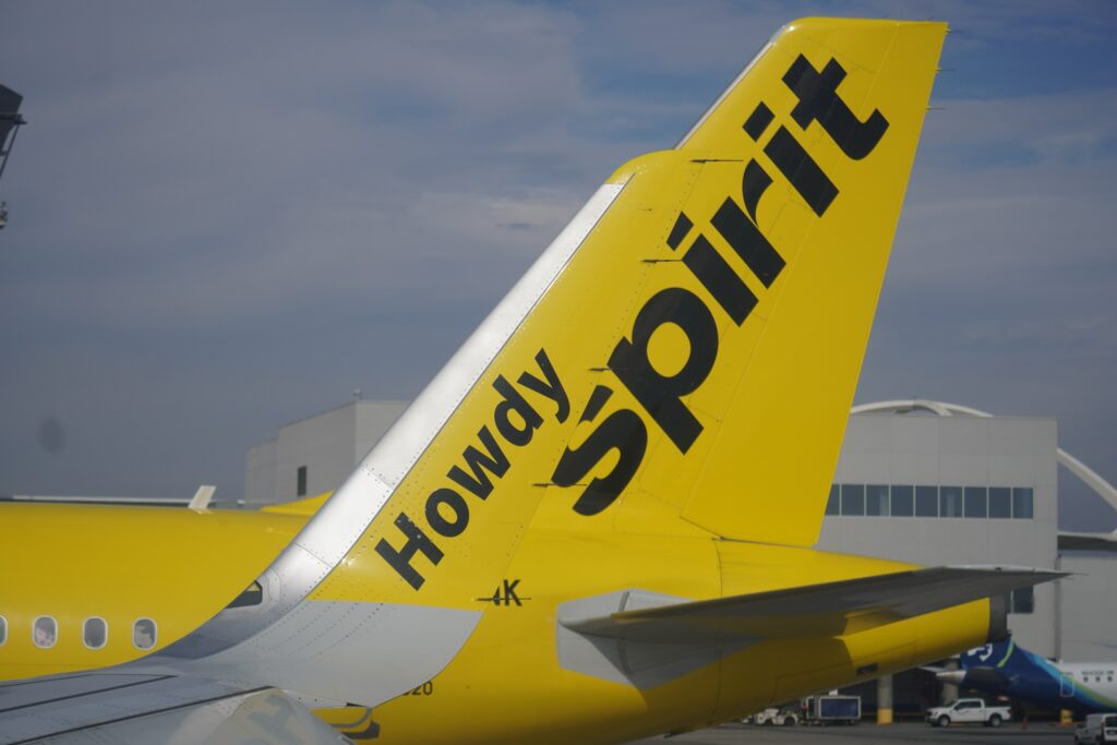 SPIRIT AIRWAYS TAIL at Los Angeles International Airport November 2024