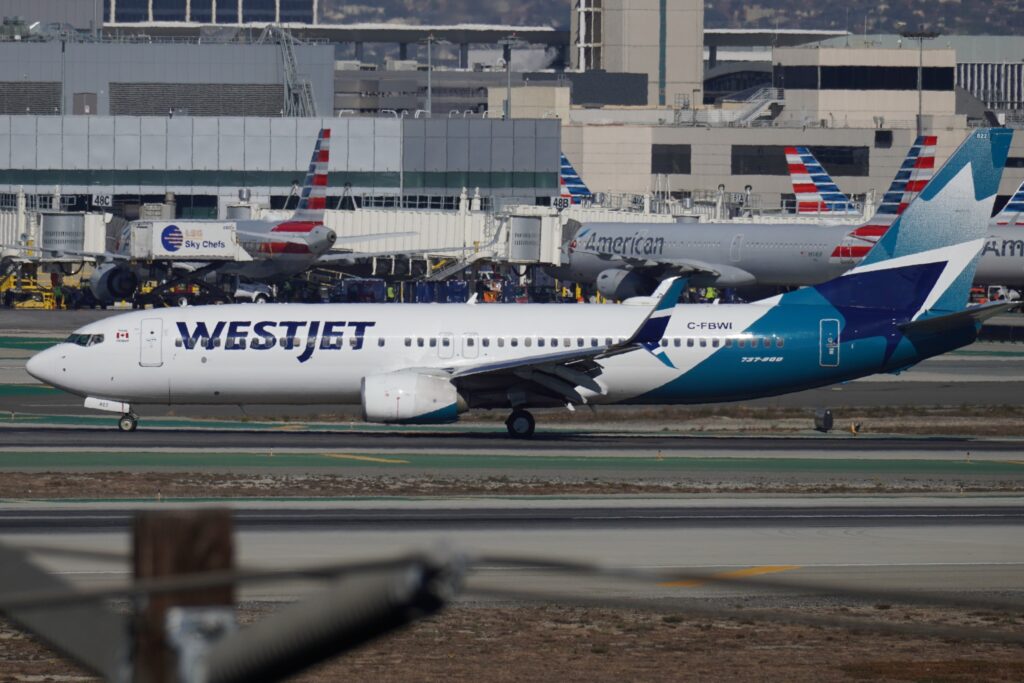WESTJET AIRCRAFT at Los Angeles International Airport November 2024